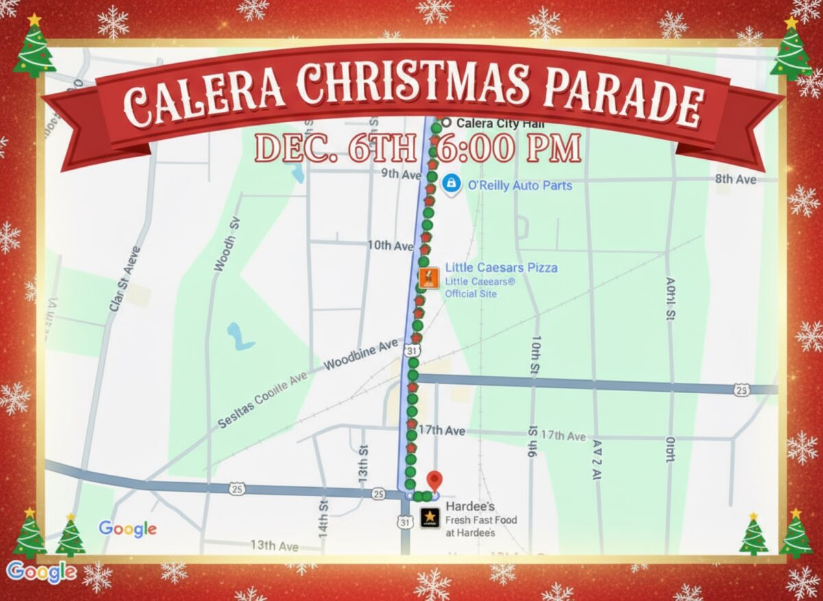 2025 Calera Christmas Parade Route