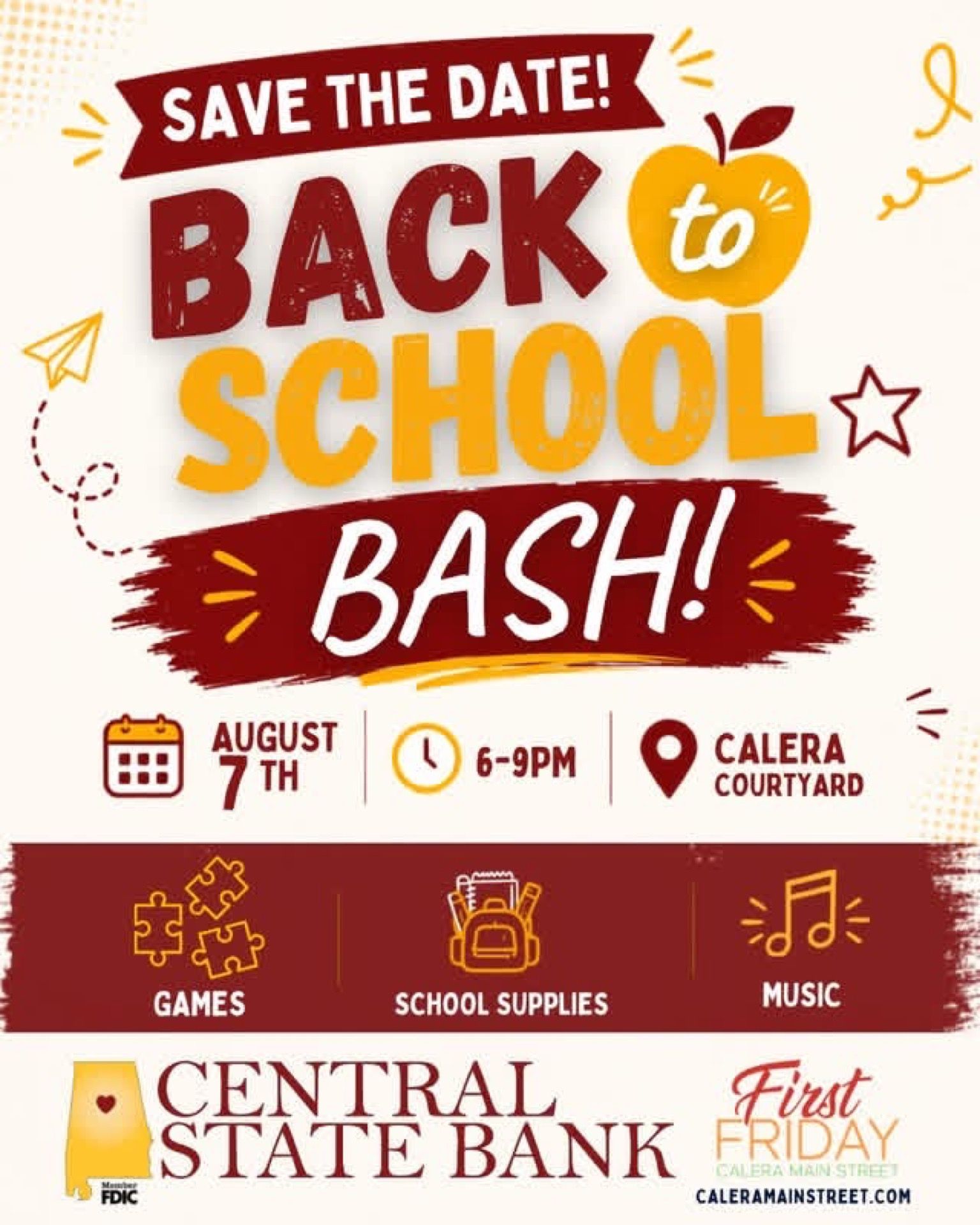 Calera Main Street Back to School Bash First Friday 2026