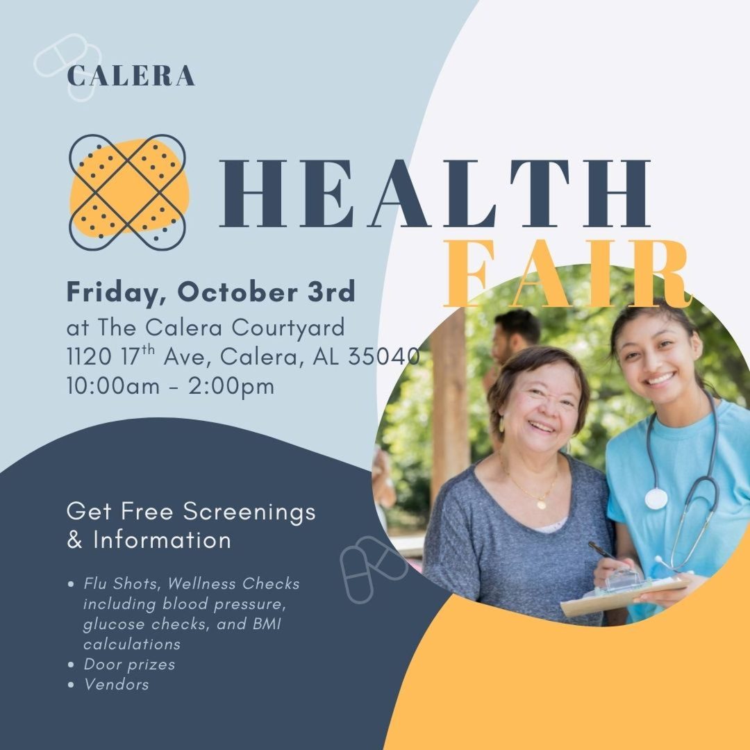Calera Health Fair October 3 2025 at the Calera Courtyard